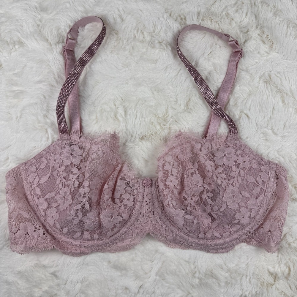 Victoria's‎ Secret Dream Angels Pink Bra Shine Strap Unlined Uplift 34D NWT